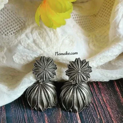 Leaf petal jumkha silver look alike