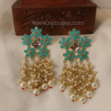 Pushpa dhara  earrings in sky blue