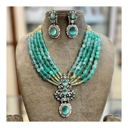 Miara- hydro and ony beads embellished victorian neckset