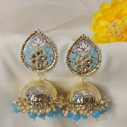 Almond stud jumkbo jumkha in sky blue