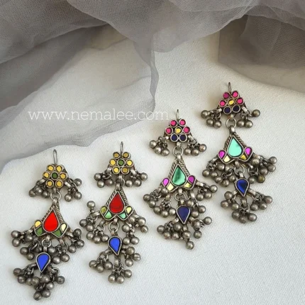 Mahira- real glass afghani earrings