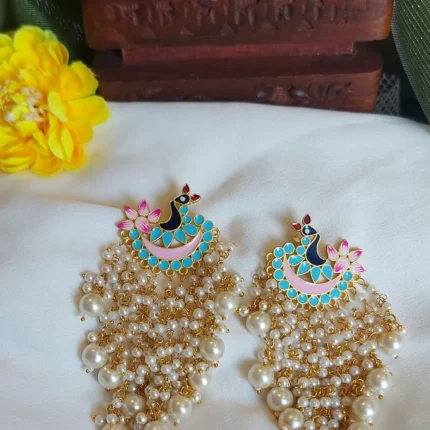 Mayuri- pearl statement earring in dark pink