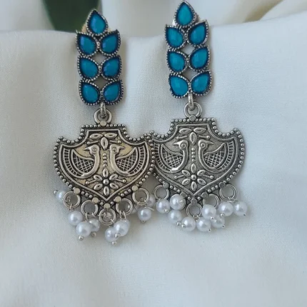 Urvi- german silver kundan studded danglers