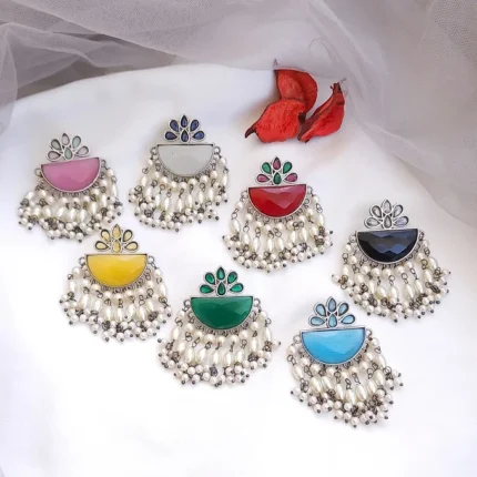 Varsha- premium quality brass silver lookalike pearl earrings