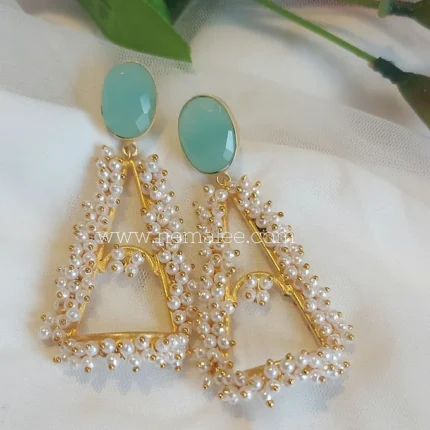 Fusion indo western earrings in sky blue