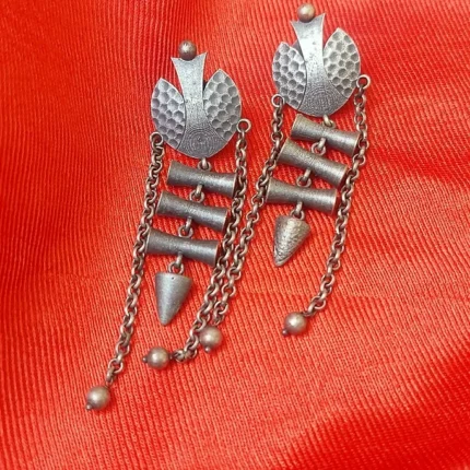 Maina- silver lookalike brass earrings