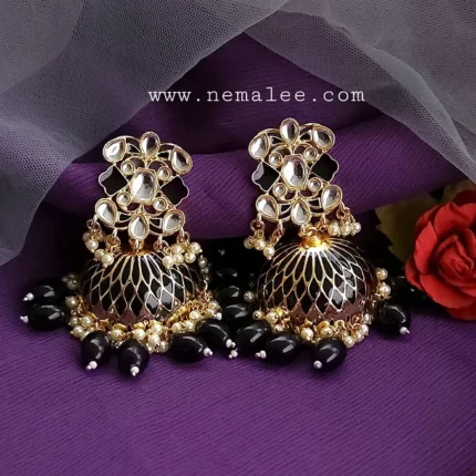 Vadhuvu - premium quality meenakari kundan jumkha