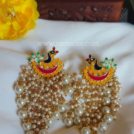 Mayuri- pearl statement earring in yellow