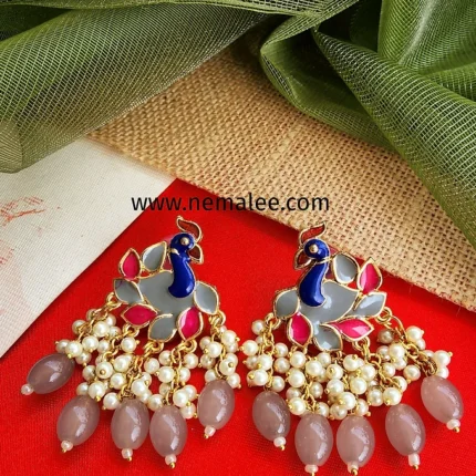 Meher- meenakari  pearl earrings