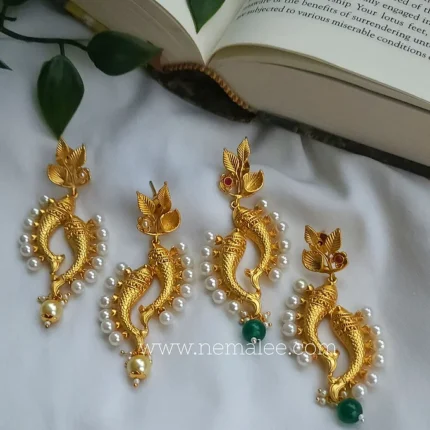 Machya-premium gold plated pearl earrings
