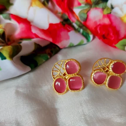 Semi precious Pink stones studs