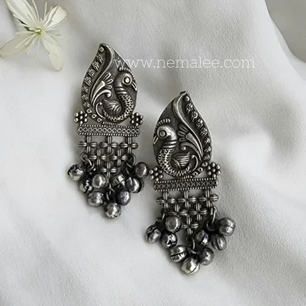 Manhu- silver look alike earrings