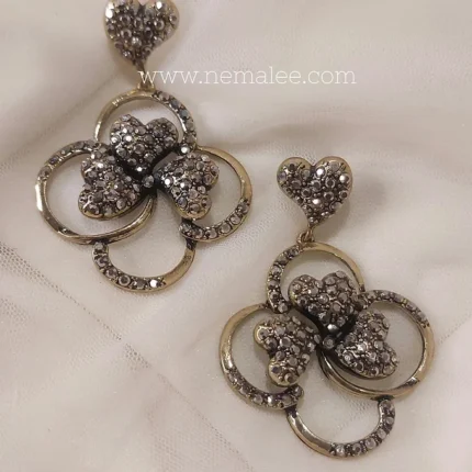 Antique finish-Antique traash flower earrings