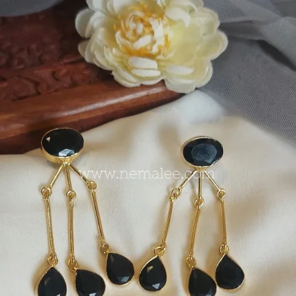 Tri -drops with balck stones