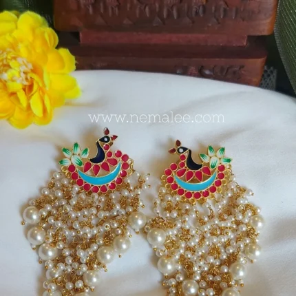 Mayuri- pearl statement earring in dark pink