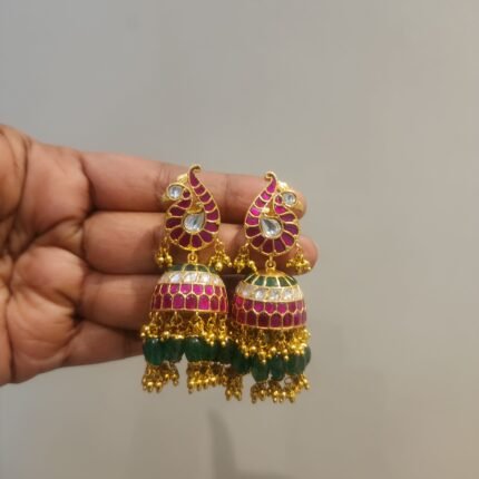 Peacock jadau kundan jumkha