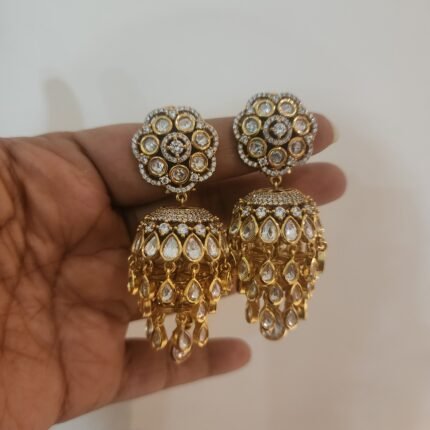 Layered moissanite polki jumkha